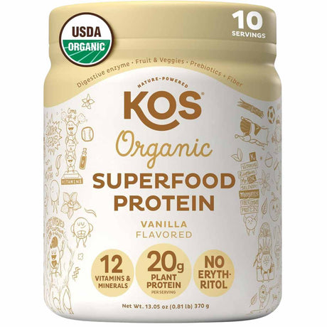 KOS Proteína de superalimento orgánico 20 g - Sabor Vainilla - 370 g - Haz Tu Pedido