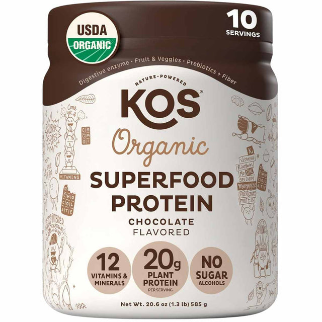 KOS Proteína de superalimento orgánico 20 g - Sabor Chocolate - 585 g - Haz Tu Pedido