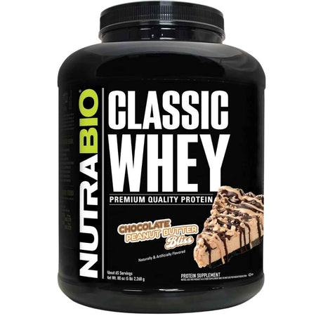 NutraBio Proteína de Suero Clásica - Sabor Mantequilla de Maní con Chocolate - 5 polvo - Haz Tu Pedido