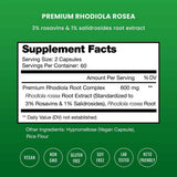 NutraChamps Rhodiola Rosea - 120 Cápsulas Veganas - Tabla Nutricional - Haz Tu Pedido