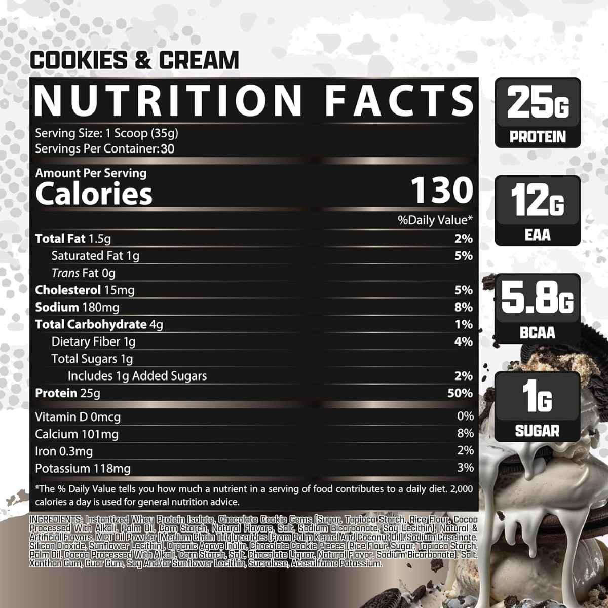 Nutrex Research Isofit Aislado de Proteína de Suero 25 g - Sabor Galletas y Crema - 1050 g - Tabla Nutricional - Haz Tu Pedido