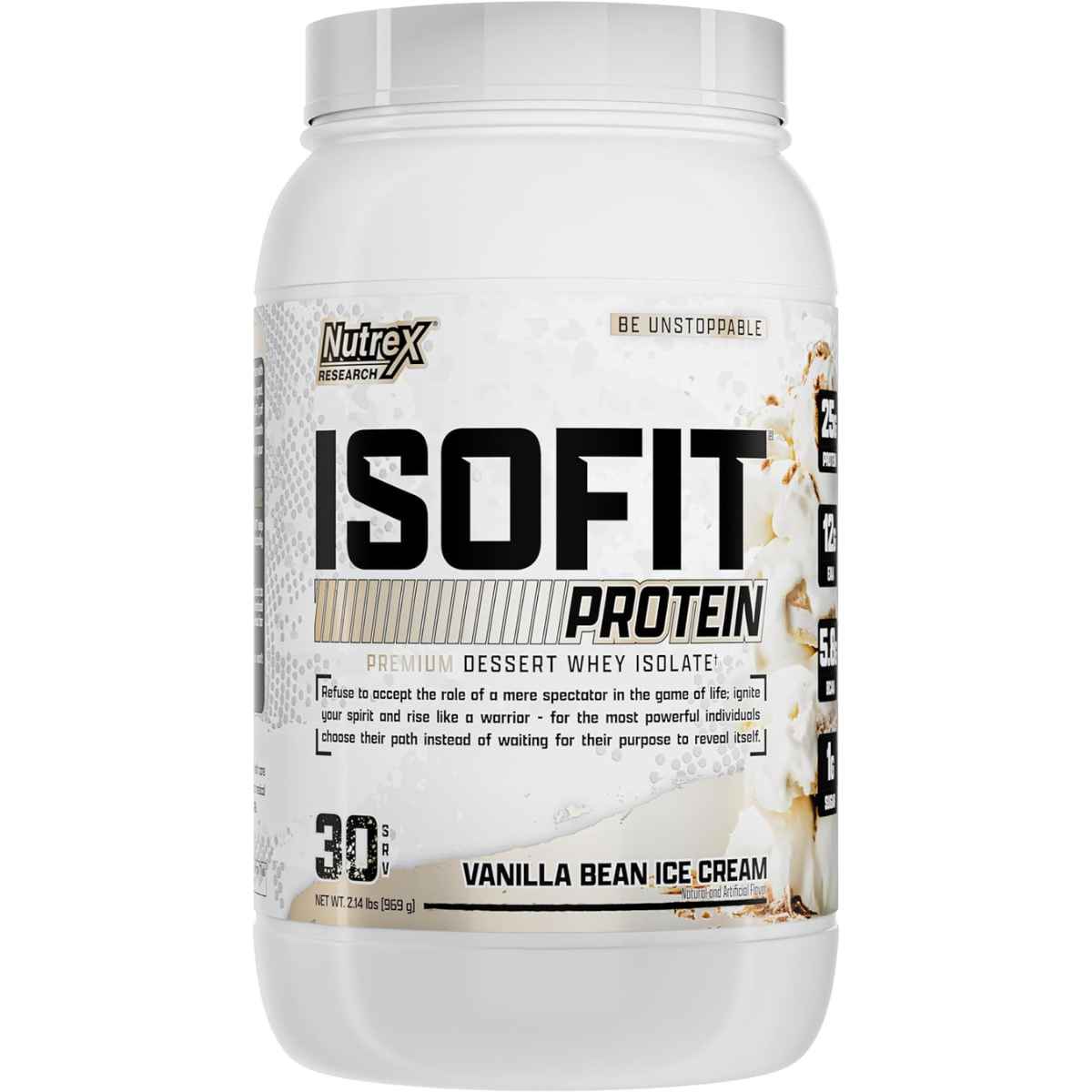 Nutrex Research Isofit Aislado de Proteína de Suero 25 g - Sabor Helado De Vainilla - 969 g - Haz Tu Pedido
