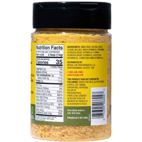 Bragg Levadura Nutricional - 85 g - Tabla Nutricional - Haz Tu Pedido
