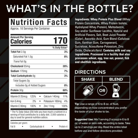 Six Star 100% Proteína de Suero 30 g - Sabor Triple Chocolate - 826 g - Tabla Nutricional - Haz Tu Pedido
