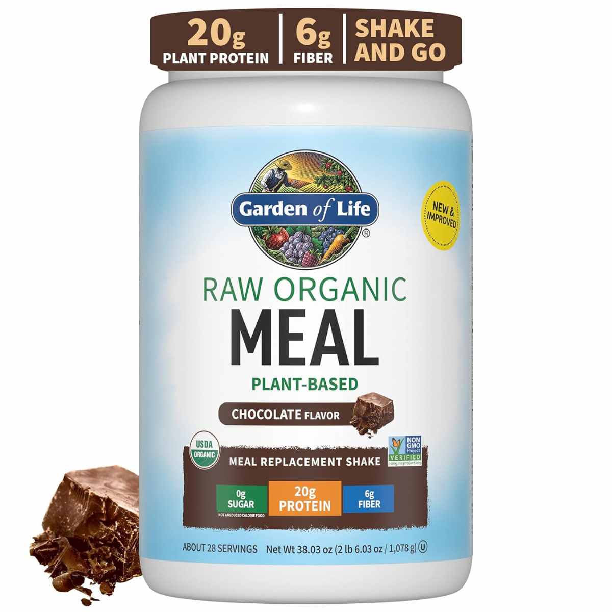Garden of Life Proteína Orgánica Vegana - Sabor Chocolate - 1078 g - Haz Tu Pedido