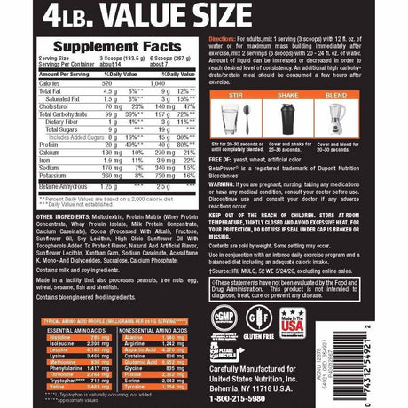 Body Fortress Proteína Mass Gainer 40 g - Sabor Chocolate - 1814 g - Tabla Nutricional - Haz Tu Pedido