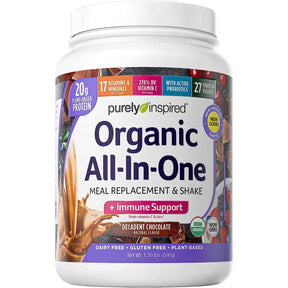 Purely Inspired Proteína Orgánica Todo en Uno 20 g - Sabor Chocolate decadente - 590 polvo - Haz Tu Pedido