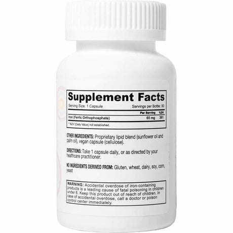 Core Med Science Liposomal Hierro  65 mg - 90 Cápsulas - Tabla Nutricional - Haz Tu Pedido
