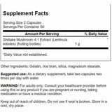 Swanson Extracto de Hongo Shiitake 500 mg - 120 Cápsulas - Tabla Nutricional - Haz Tu Pedido