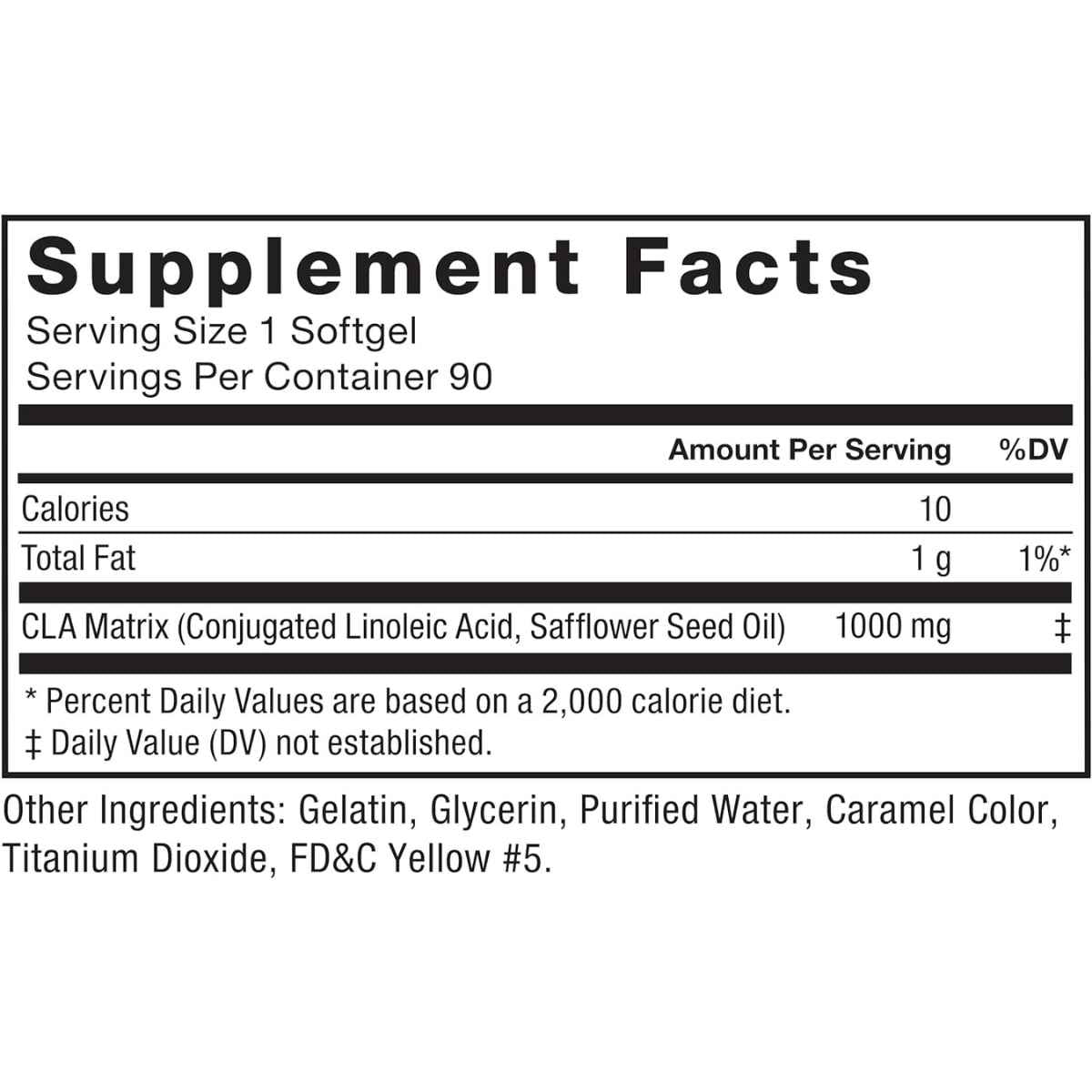 Force Factor CLA 1000 mg - 90 Cápsulas Blandas - Tabla Nutricional - Haz Tu Pedido