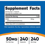 Nutricost DHEA  50 mg - 240 Cápsulas - Tabla Nutricional - Haz Tu Pedido
