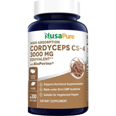 NusaPure Hongo Cordyceps  3000 mg - 200 Cápsulas Vegetales - Haz Tu Pedido
