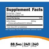 Nutricost Extracto de Azafrán 885 mg - 240 Cápsulas - Tabla Nutricional - Haz Tu Pedido