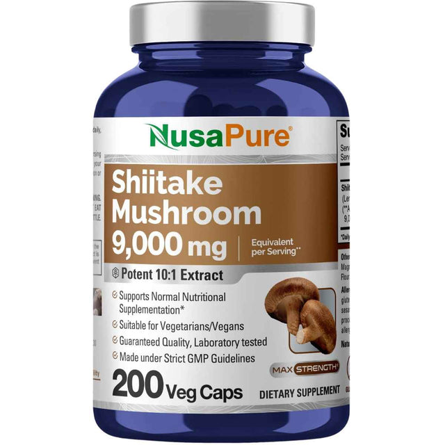 NusaPure Hongo Shiitake 9000 - 200 Cápsulas Vegetarianas - Haz Tu Pedido