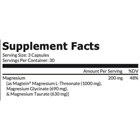 Intelligent Labs Complejo de Magnesio - 90 Cápsulas - Tabla Nutricional - Haz Tu Pedido