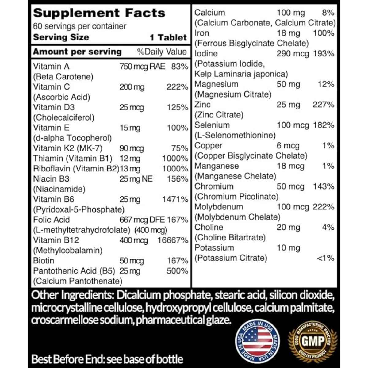 Intelligent Labs Multivitamínico Prenatal para Mujer - 60 Tabletas Vegetarianas - Tabla Nutricional - Haz Tu Pedido