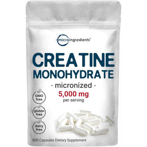 Micro Ingredients Creatina Monohidratada 5000 mg - 500 Cápsulas - Haz Tu Pedido