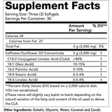 Olympian Labs CLA  3000 mg - 90 Cápsulas Blandas - Tabla Nutricional - Haz Tu Pedido