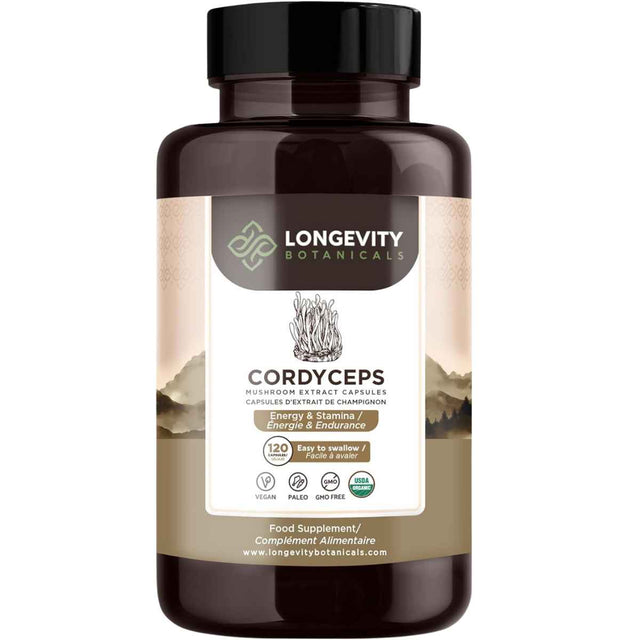 Longevity Botanicals Extracto de hongo Cordyceps - 120 Cápsulas - Haz Tu Pedido