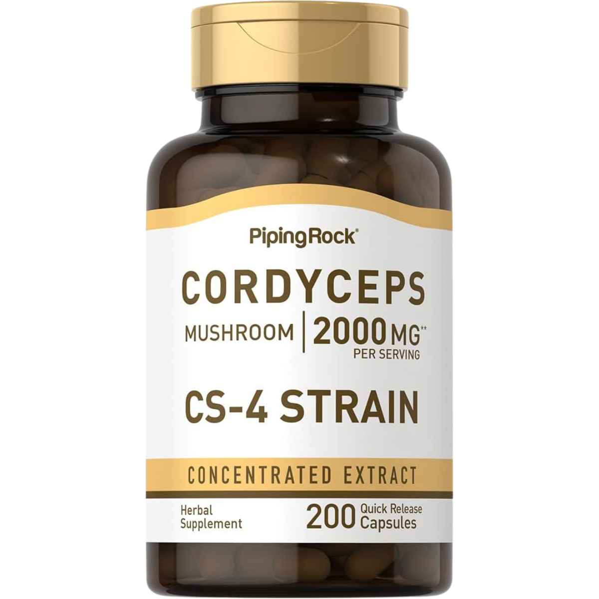 Piping Rock Hongo Cordyceps 2000 mg - 200 Cápsulas de Liberación Rápida