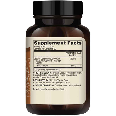 Dr. Mercola Extracto de Hongo Cordyceps 500 mg - 30 Cápsulas - Tabla Nutricional - Haz Tu Pedido