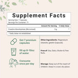 Micro Ingredients Creatina Monohidratada 5000 mg - 500 Cápsulas - Tabla Nutricional - Haz Tu Pedido