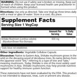 Solaray Hongo Shiitake 600 - 100 Cápsulas Vegetarianas - Tabla Nutricional - Haz Tu Pedido