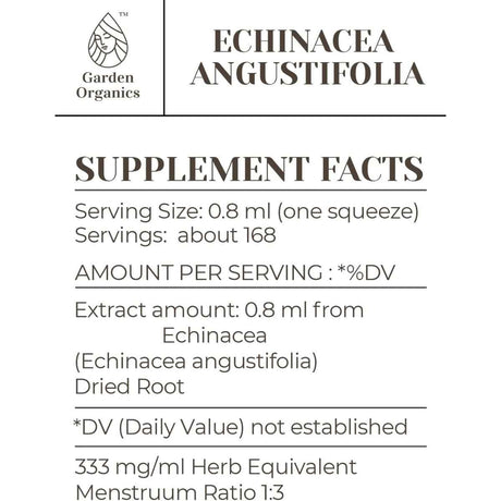 Garden Organics Echinacea Angustifolia - 113 g - Tabla Nutricional - Haz Tu Pedido