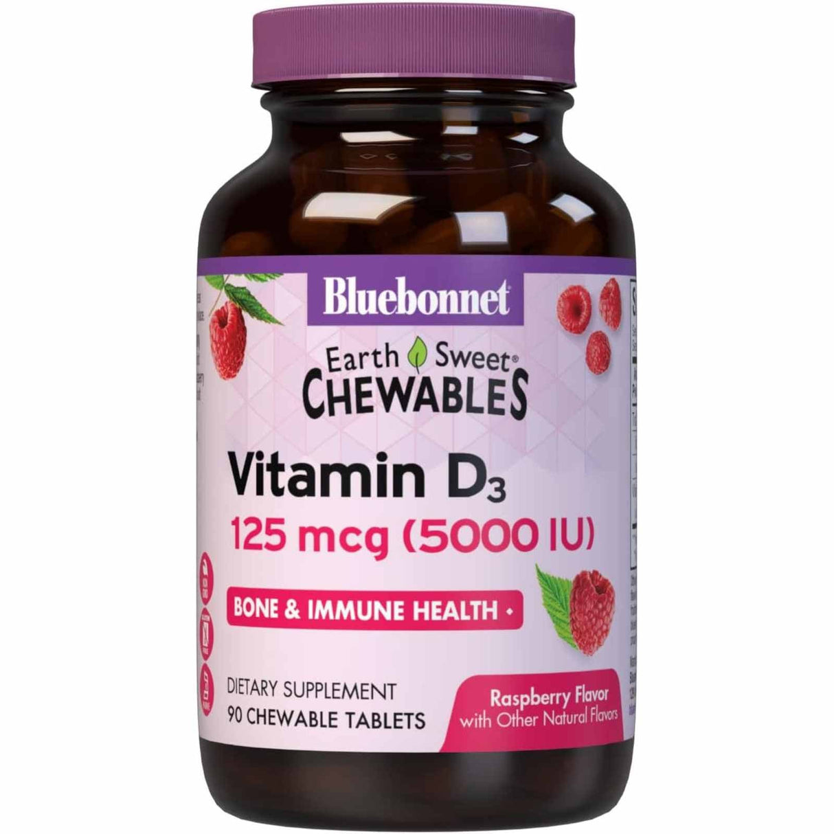 Bluebonnet Vitamina D3 5000 IU - 90 Tabletas Masticable