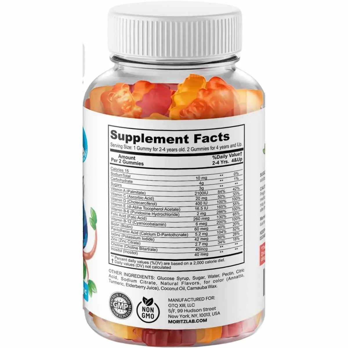 Dr. Moritz multivitamínicas para niños 60 Gomitas Veganas - 30 Servicios - Tabla Nutrciional - Haz Tu Pedido