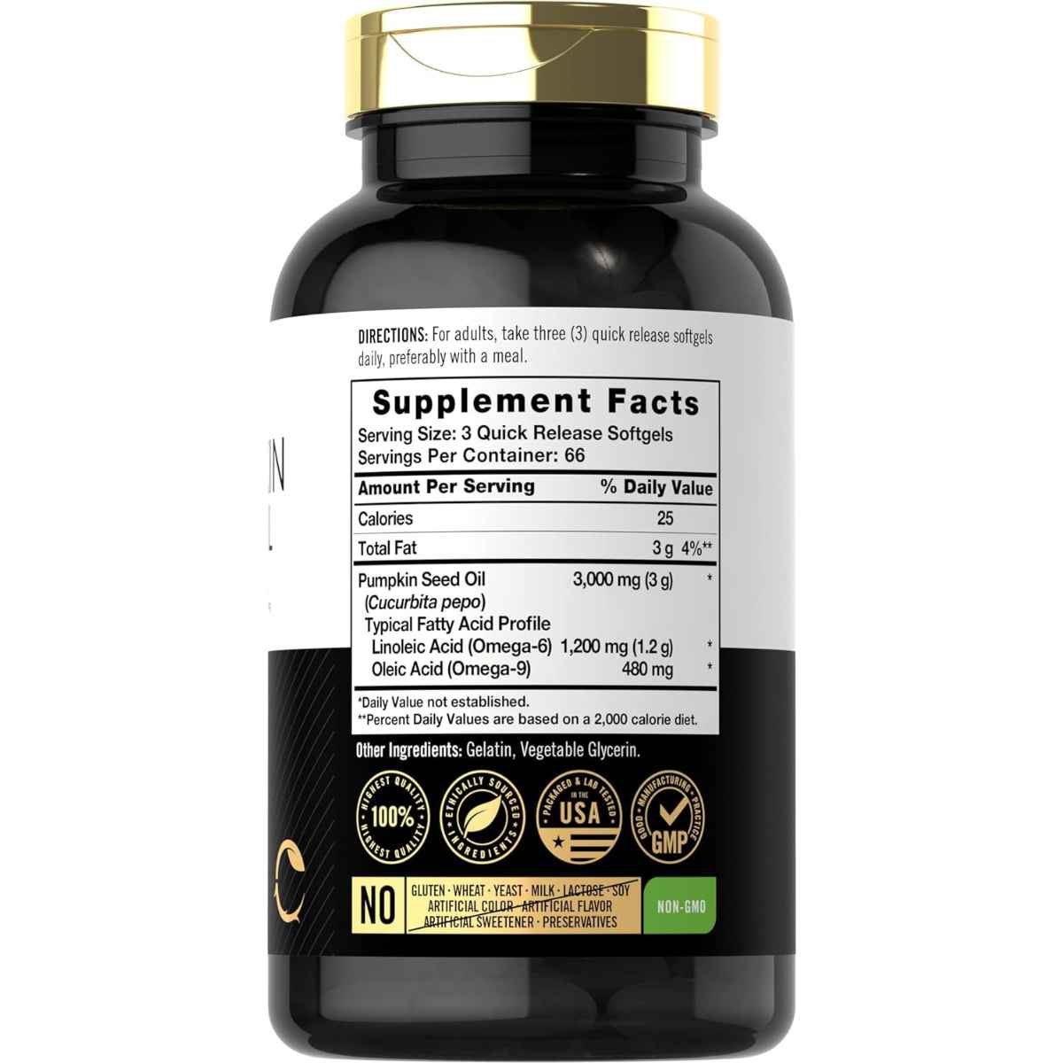 Carlyle Aceite de Semilla de Calabaza 3000 mg - 200 Cápsulas Blandas