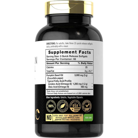 Carlyle Aceite de Semilla de Calabaza 3000 mg - 200 Cápsulas Blandas