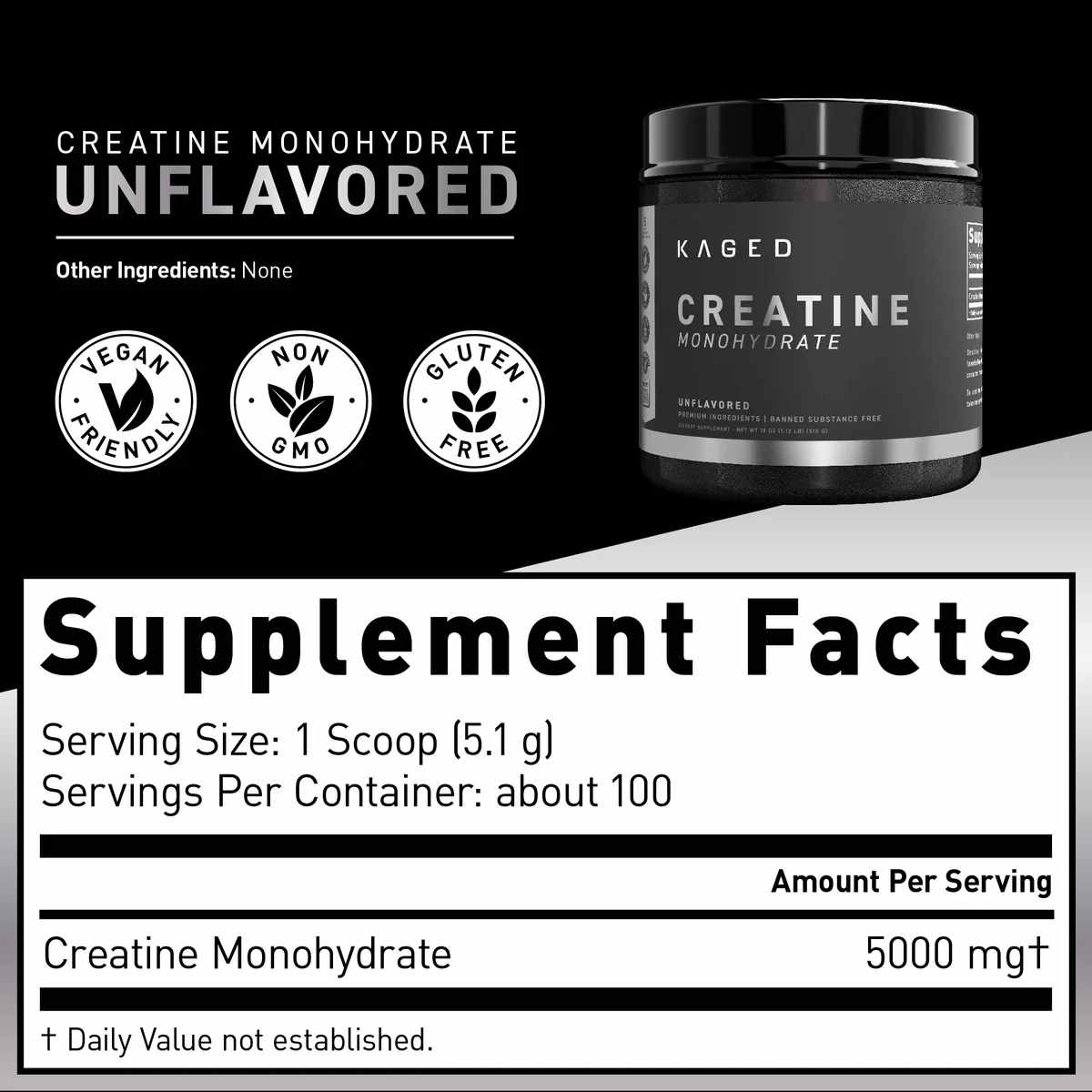 Kaged Monohidrato de Creatina - 510 g - Tabla Nutricional - Haz Tu Pedido
