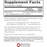 Protocol For Life Balance Vitamina D3 5000 IU - 120 Cápsulas Blandas - Tabla Nutricional - Haz Tu Pedido