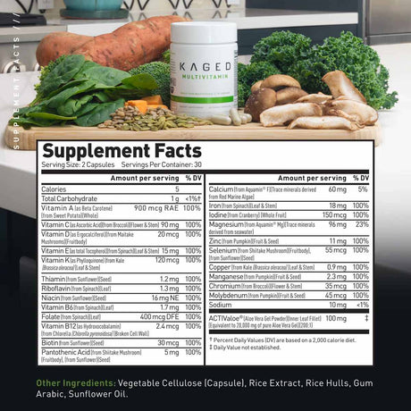 Tabla Nutricional del Kaged Multivitamínico 60 Cápsulas - Haz Tu Pedido

