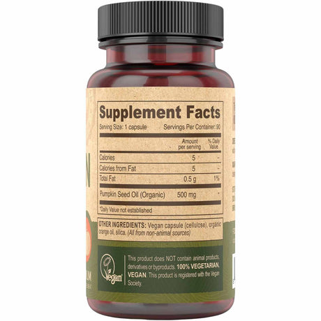 Deva Nutrition Aceite de Semillas de Calabaza - 90 Cápsulas Veganas - Tabla Nutricional - Haz Tu Pedido