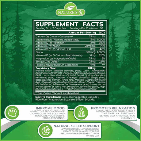EPN Supplements Suplemento Reductor de Cortisol - 60 Cápsulas - Tabla Nutricional - Haz Tu Pedido
