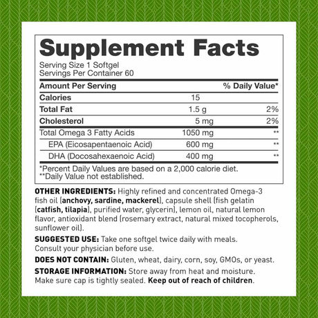 Amy Myers MD Omega-3 - 60 Cápsulas Blandas - Tabla Nutricional - Haz Tu Pedido