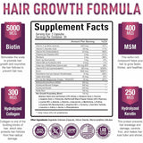 Purely Optimal  Suplemento para el Crecimiento del Cabello - 60 Cápsulas - Tabla Nutricional - Haz Tu Pedido