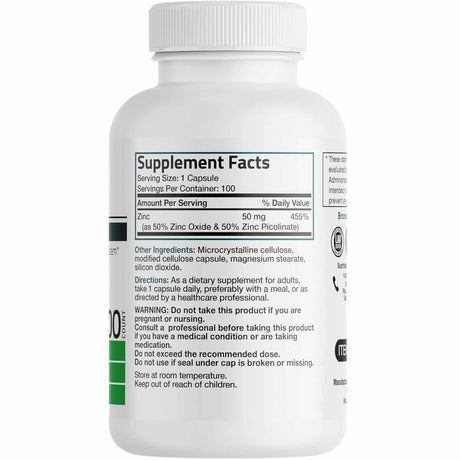Bronson Zinc 50 mg - Cápsulas Vegetarianas