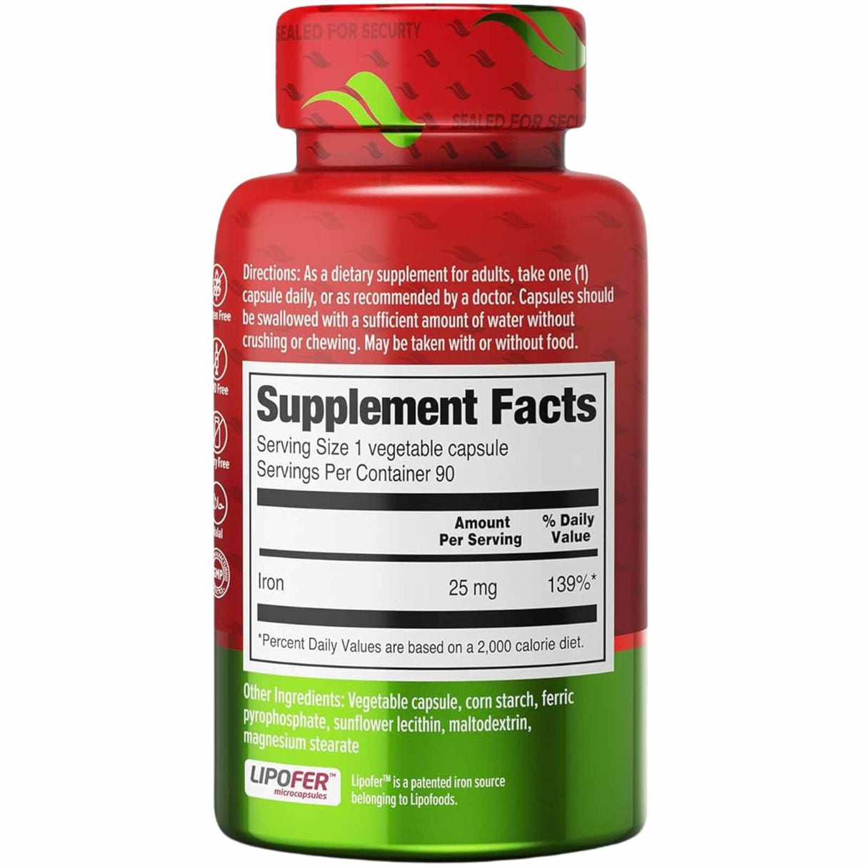 Orzax Hierro liposomal 25 mg - 90 Cápsulas Vegetales - Tabla Nutricional - Haz Tu Pedido