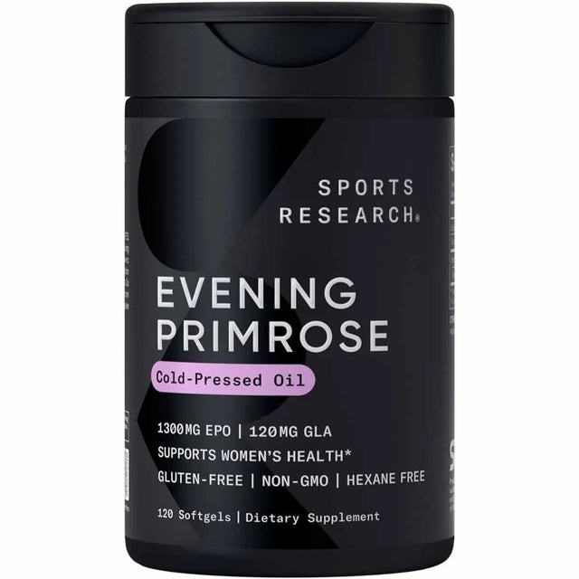 Sports Research Aceite de Onagra 1300 mg - 120 Cápsulas Blandas - 120 Porciones - Haz Tu Pedido