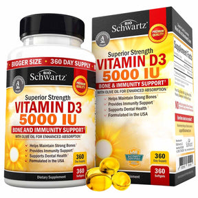 BioSchwartz Vitamina D3 5000 IU - 360 Cápsulas Blandas - Haz Tu Pedido