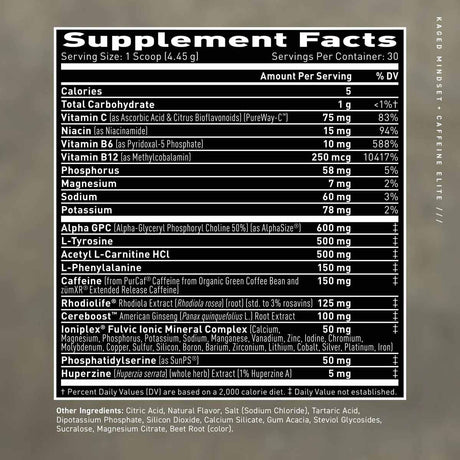 Kaged Mindset Nootropico - Sabor Limonada de fresa - 129 g - Tabla Nutricional - Haz Tu Pedido
