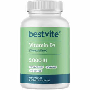 BestVite Vitamina D3 5000 IU - 365 Cápsulas - Haz Tu Pedido