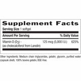 Country Life Vitamina D3 5000 IU - 60 Cápsulas Blandas - Tabla Nutricional - Haz Tu Pedido