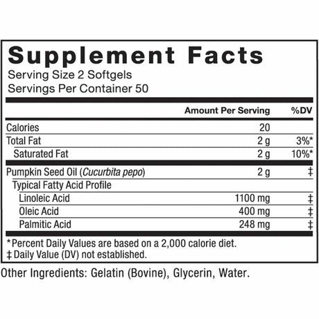 Force Factor Aceite de Semilla de Calabaza 1000 mg - 100 Cápsulas Blandas - Tabla Nutricional - Haz Tu Pedido