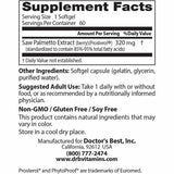 Doctor’s Best Saw Palmetto con Prosterol 320 mg - 60 Cápsulas Blandas - Tabla Nutricional - Haz Tu Pedido