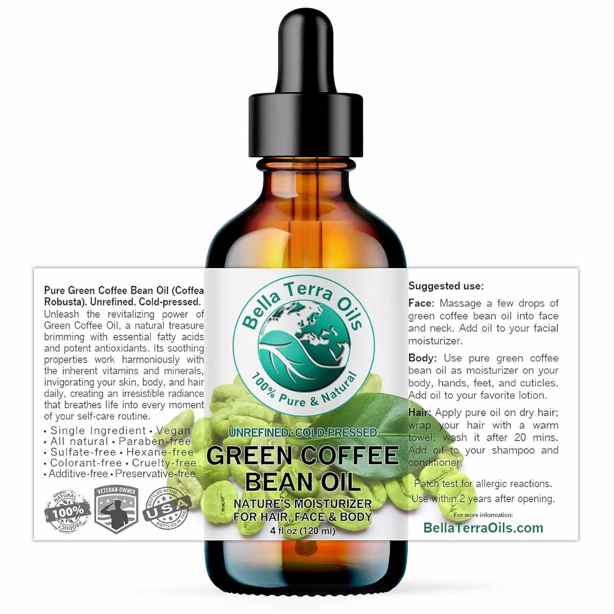 Bella Terra Oils Aceite Grano de Café Verde para Aplicar  - 120 g - Tabla Nutricional - Haz Tu Pedido
