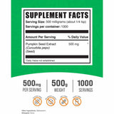 BulkSupplements.com Extracto de Semilla de Calabaza 500 mg - 500 g - Tabla Nutricional - Haz Tu Pedido